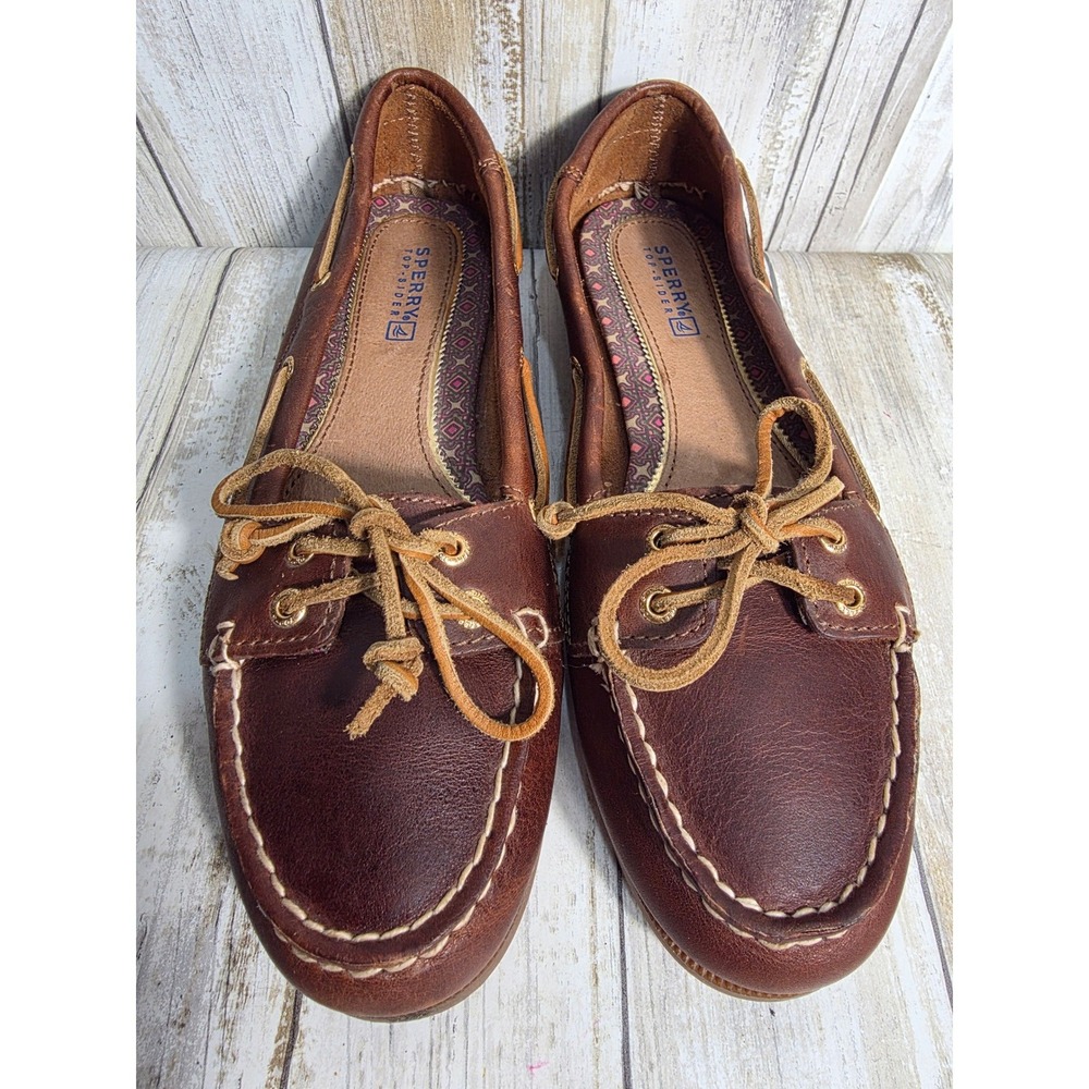 Sperry Top-Sider Womens 6.5M Brown Leather Boat Shoes 9298001 Moc Toe Loafers